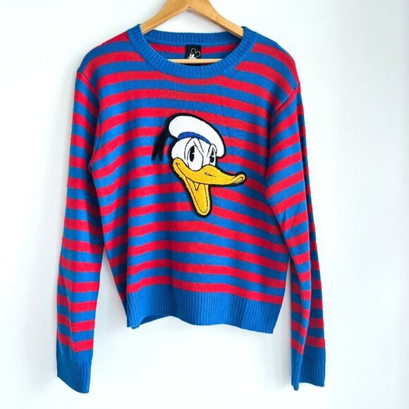 Donald Duck X Forever 21 Striped Colourful Sweater L - Picture 1 of 4